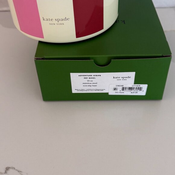 Kate Spade New York Non-Skid Stainless Steel Dog Bowl, Adventure Stripe, Small - Picture 6 of 6